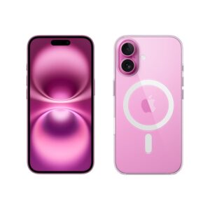Apple iPhone 16 128 GB - Rose + Clear Case with MagSafe
