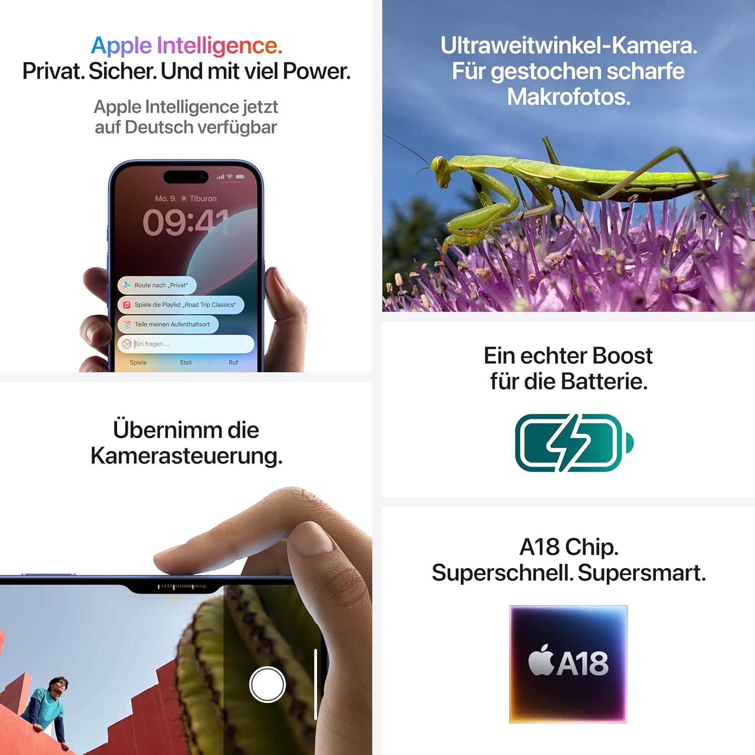 Apple iPhone 16 128GB: 5G Phone with Camera Control, A18 Chip and a Real Boost for Battery. Works with AirPods, White