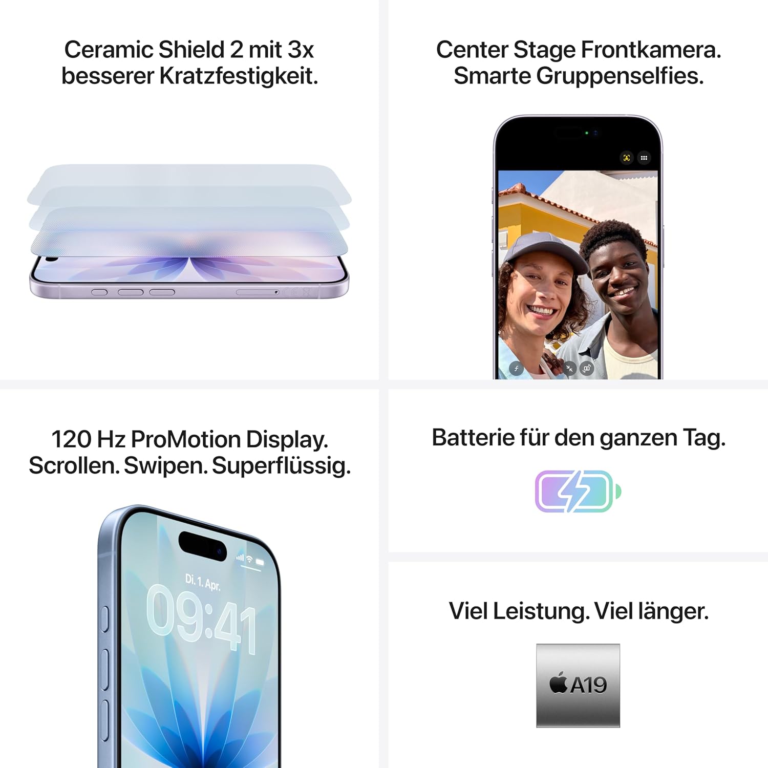 Apple iPhone 17 256 GB: 6.3 Inch Display with ProMotion, A19 Chip, Centre Stage Front Camera for Smart Group Selfies, Improved Scratch Resistance, Battery for the All Day, Black