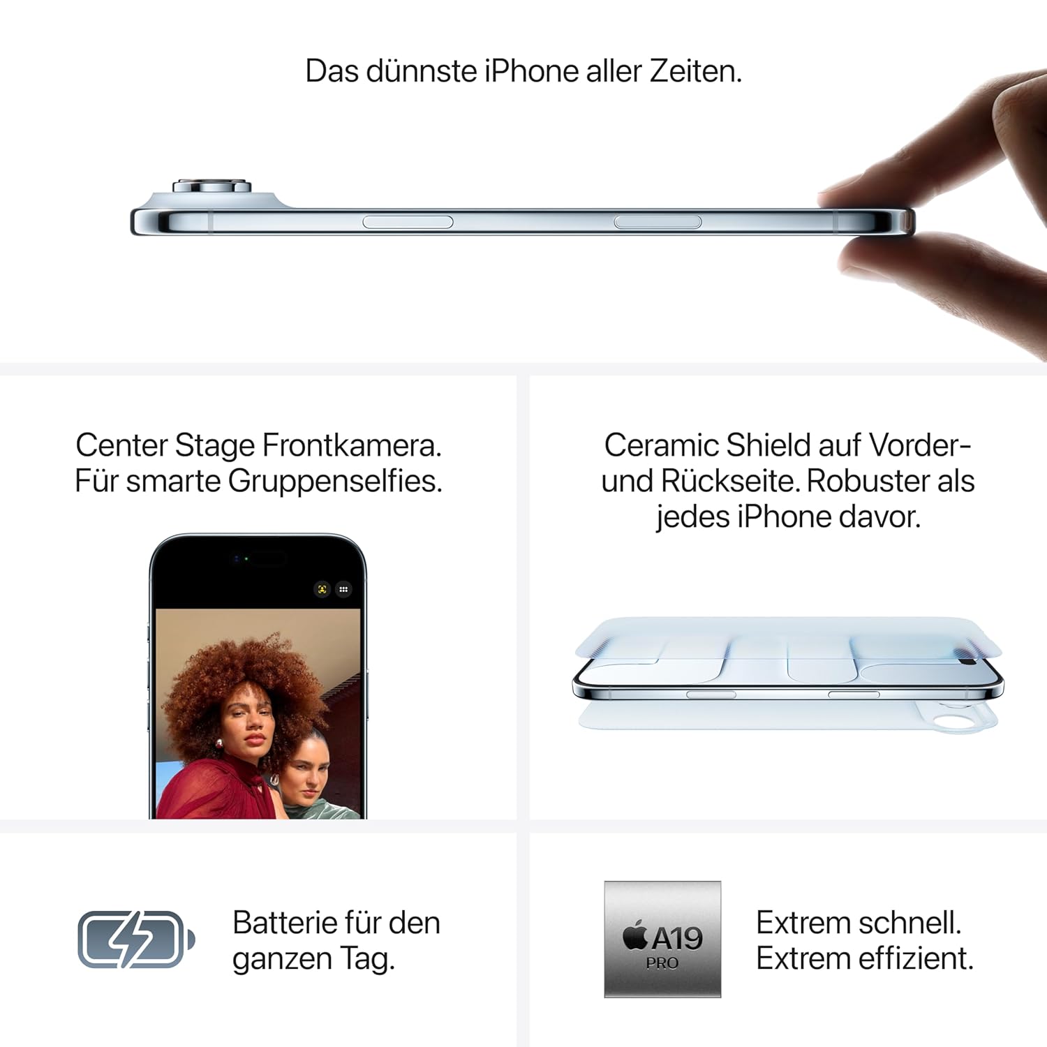 Apple iPhone Air 256 GB: Thinnest iPhone Ever, 6.5 Inch Display with ProMotion up to 120 Hz, Strong A19 Pro Chip, Centre Stage Front Camera, Battery for All Day, eSim; Space Black