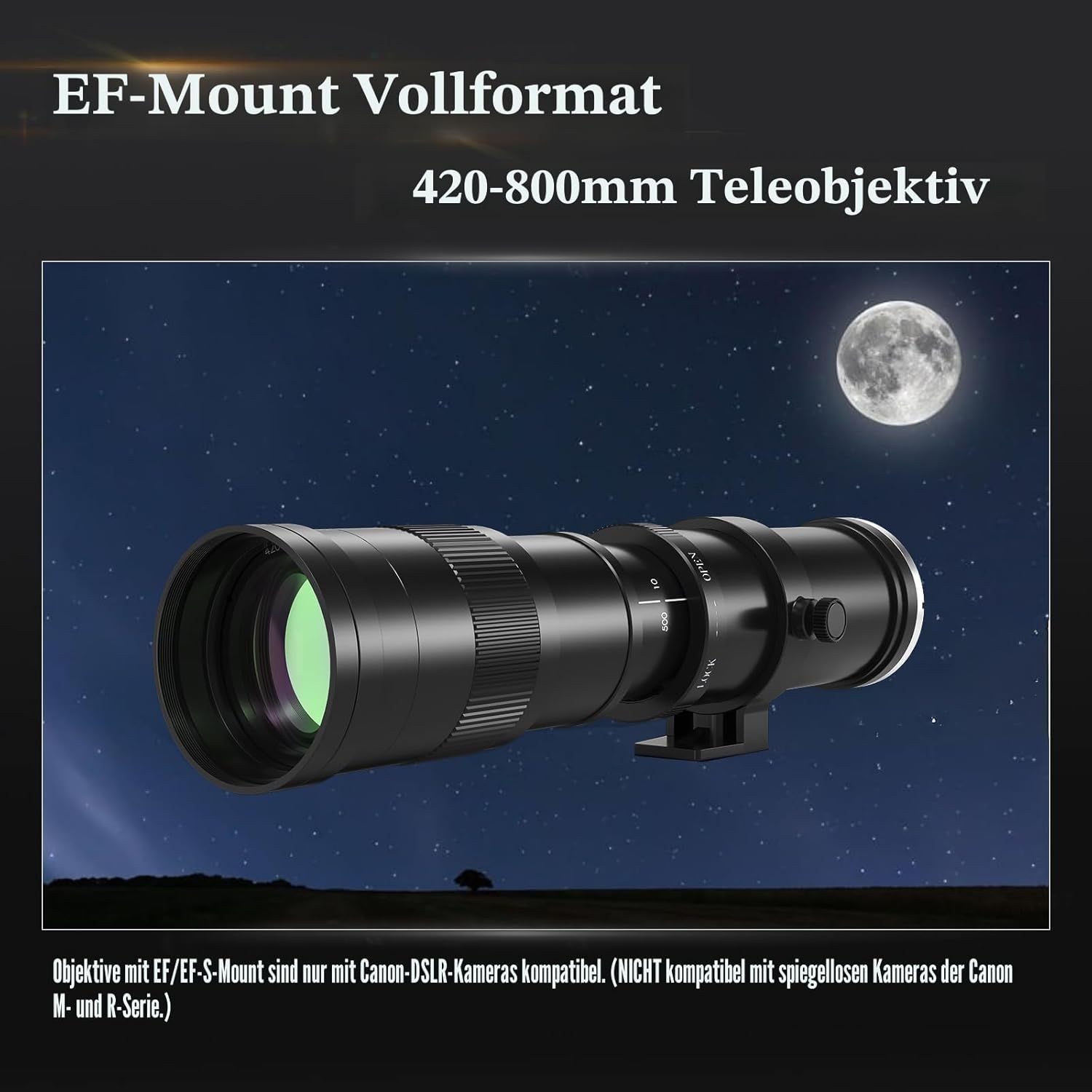 BENOISON Telephoto Lens 420-800mm, EF Lens for Canon DSLR, Manual Focus MF Zoom Lens for Canon 4000D 2000D 1500D 1300D 1200D 850D 800D 750D 600D 500D 250D 90D 80D 77D 7D 6D 5D 1D