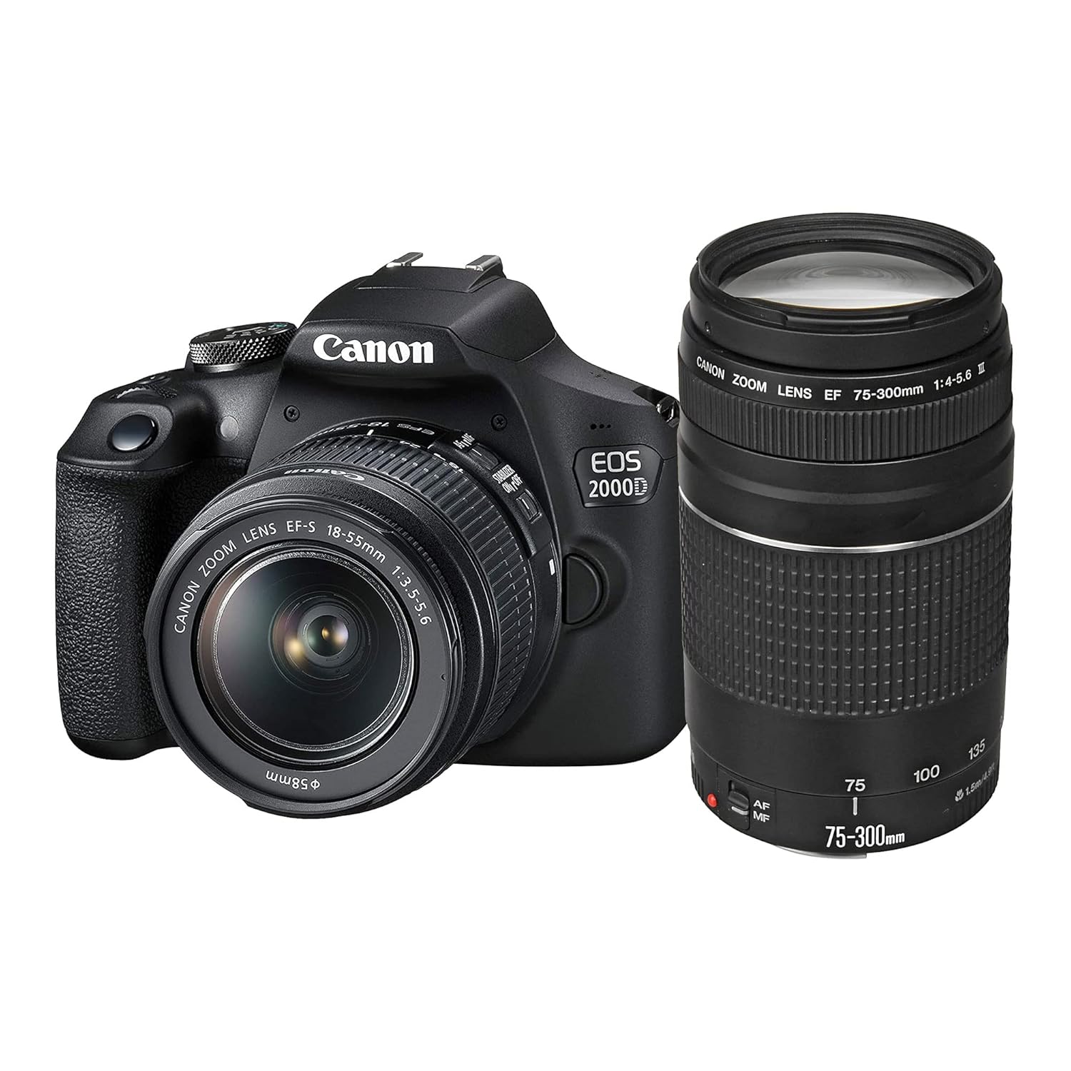 Canon EOS 2000D single lens reflex camera (24.1 MP, DIGIC 4+, 7.5 cm (3.0 inch) LCD, Full-HD, WIFI, APS-C CMOS sensor) including lenses EF-S 18-55mm F3.