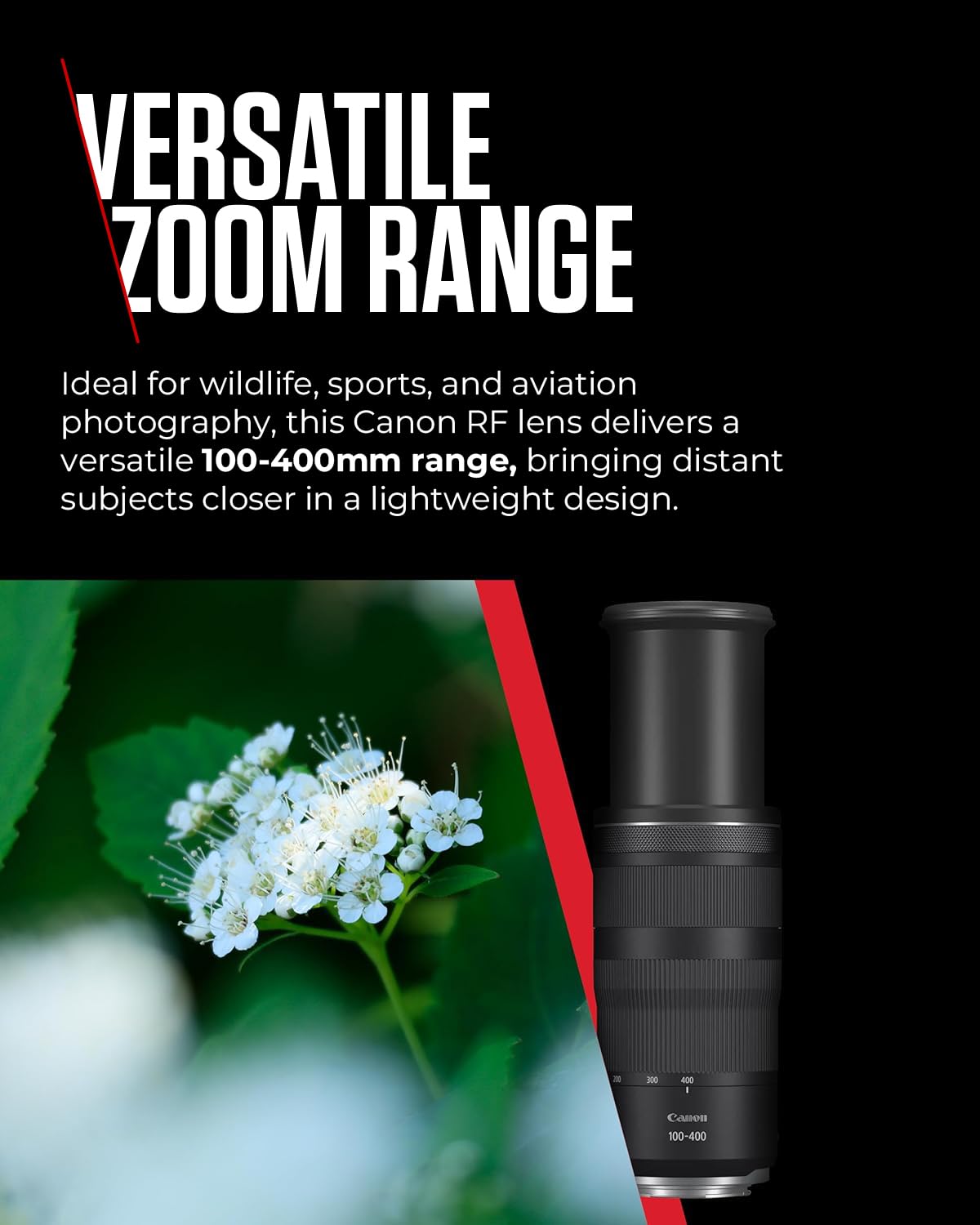 Canon RF Lens 100-400 mm F5.6-8 IS USM - Telephoto Zoom with 5.5 Level Image Stabiliser for Sports & Nature Compatible with EOS R System