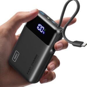 INIU 45W Power Bank, Ultra Klein 20000mAh Powerbank mit Integriertem USB C Kabel, Schnellladen Externe Handyakkus, Flugzeug Geeignet, Reise-Essential für iPhone 17 16 15,...