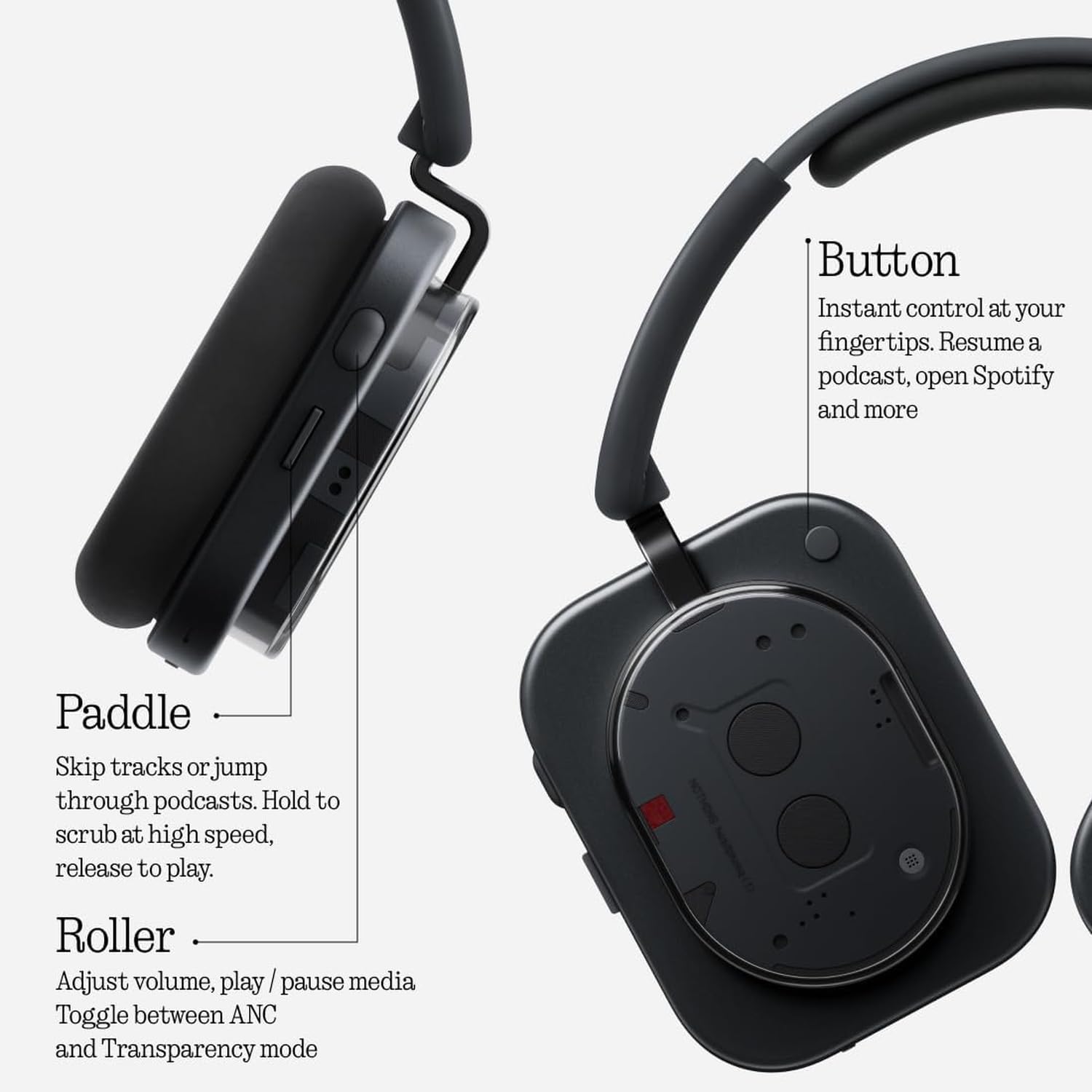 Nothing Headphone (1) Wireless Over-Ear Headphones with ANC, Up to 80h Battery Life, Hi-Res, Room Sound, Waterproof - Black