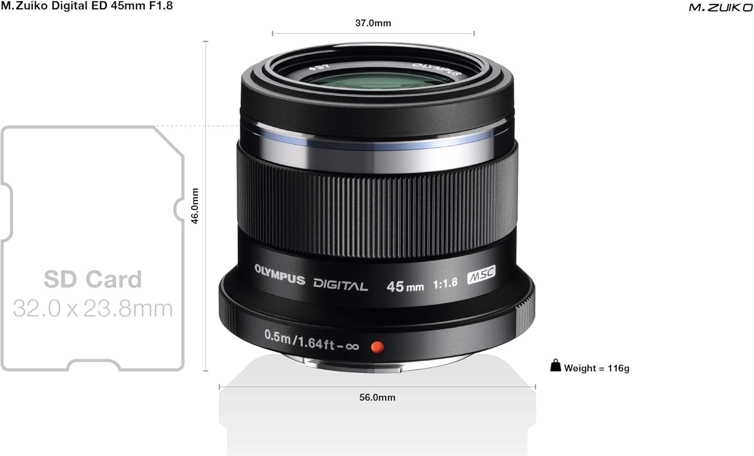 Olympus M.ZUIKO DIGITAL 45 mm 1:1.8 Lens - Black