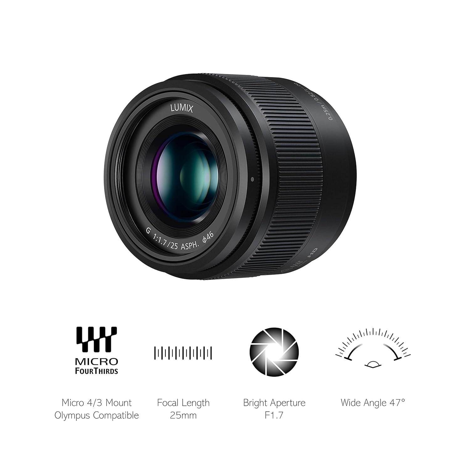 Panasonic Lumix 25mm F1.7 | H-H025E-K Prime Lens, Black — Micro 4/3 Mount Compatible Panasonic & Olympus