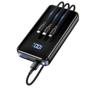 Power Bank, 30% Größere Kapazität 26800mAh Powerbank mit 3-in-1 Kabel, LED Display, Schnellladen USB-C, Reise-Essential Externer HandyAkkus für iPhone 17/16/15, Samsung...