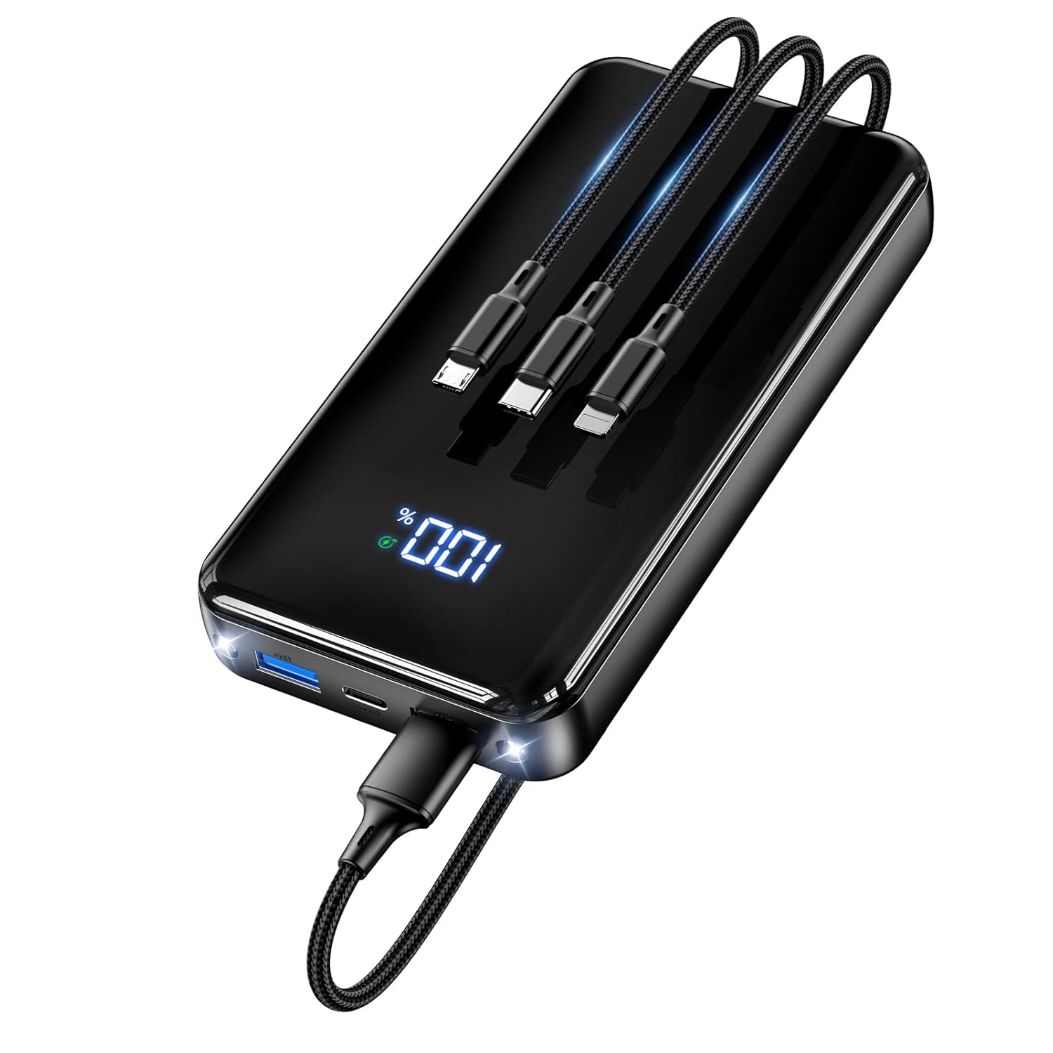 Power Bank, 30% Größere Kapazität 26800mAh Powerbank mit 3-in-1 Kabel, LED Display, Schnellladen USB-C, Reise-Essential Externer HandyAkkus für iPhone 17/16/15, Samsung...