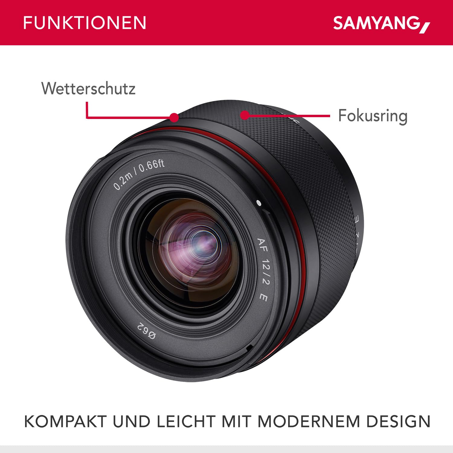 Samyang AF 12 mm F2.0 E Lens for Sony E - Auto Focus APS-C Wide Angle Fixed Focal Length Lens for Sony E Mount APSC, for Sony Alpha 6600 6500 6400 6300 6100 6000 5100 5000 NEX...