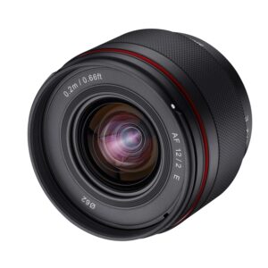 Samyang AF 12 mm F2.0 E Lens for Sony E - Auto Focus APS-C Wide Angle Fixed Focal Length Lens for Sony E Mount APSC, for Sony Alpha 6600 6500 6400 6300 6100 6000 5100 5000 NEX...