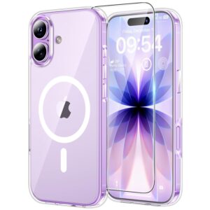 TAURI für iPhone 17 Hülle 6,3" mit Panzer Schutz Glas Folie, Kompatibel mit MagSafe, Schutz nach Militärstandard, [Anti-Vergilbung] Stoßfest Transparent Magnetisch Handyhülle -...