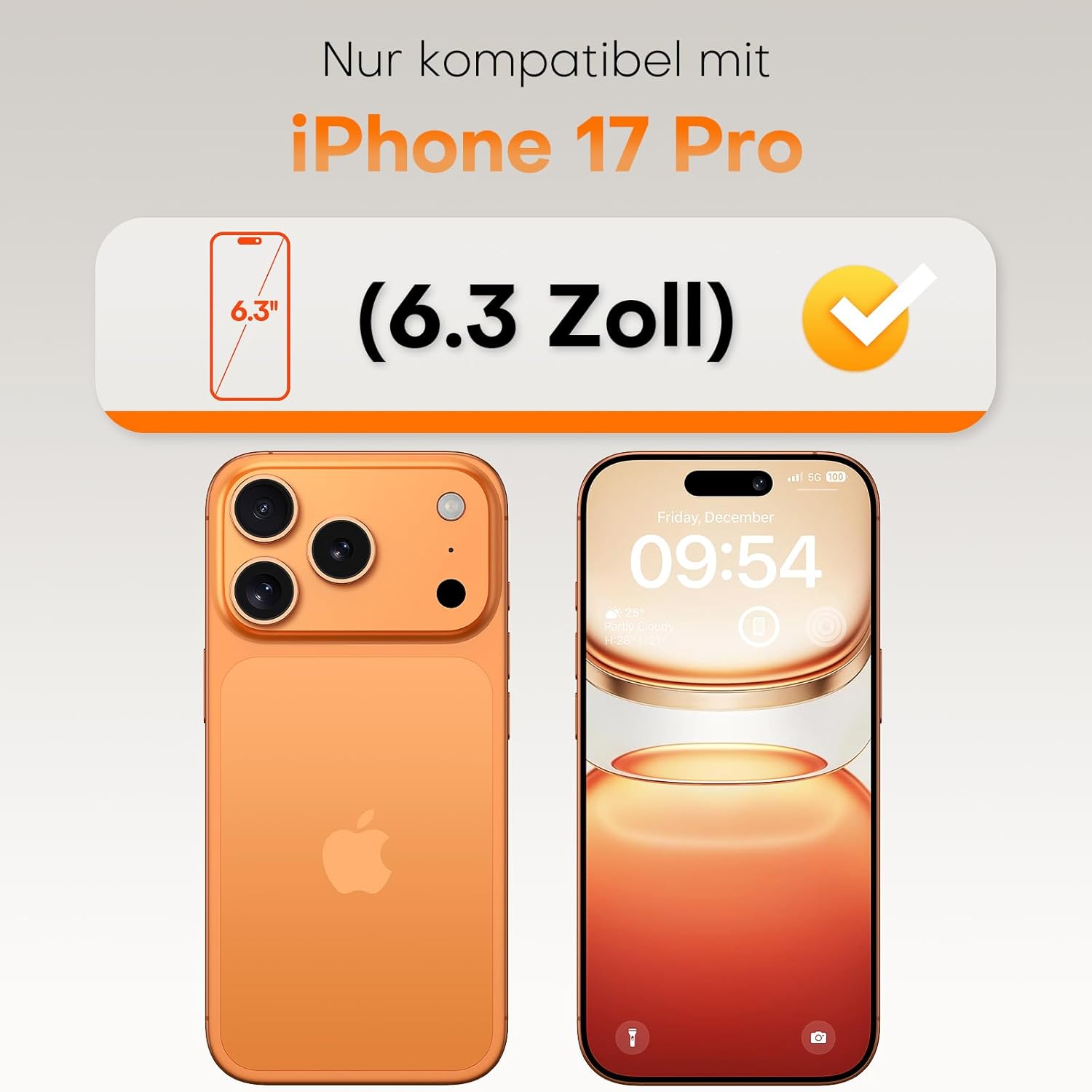 TOCOL für iPhone 17 Pro für Panzerglas 6,3 Zoll, Full Screen Automatische Installation 9H Folie Stoßfest Kratzfest Anti-Fingerabdruck Anti-Bläschen, Kompatibel mit Hülle, 2 Stück