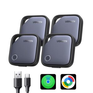UGREEN FineTrack Duo 4 Pack für iOS & Android, USB C aufladbarer GPS Tracker kompatibel mit Apple Find My oder Google Find Hub, 12 Monaten Laufzeit, Schlüsselfinder für...