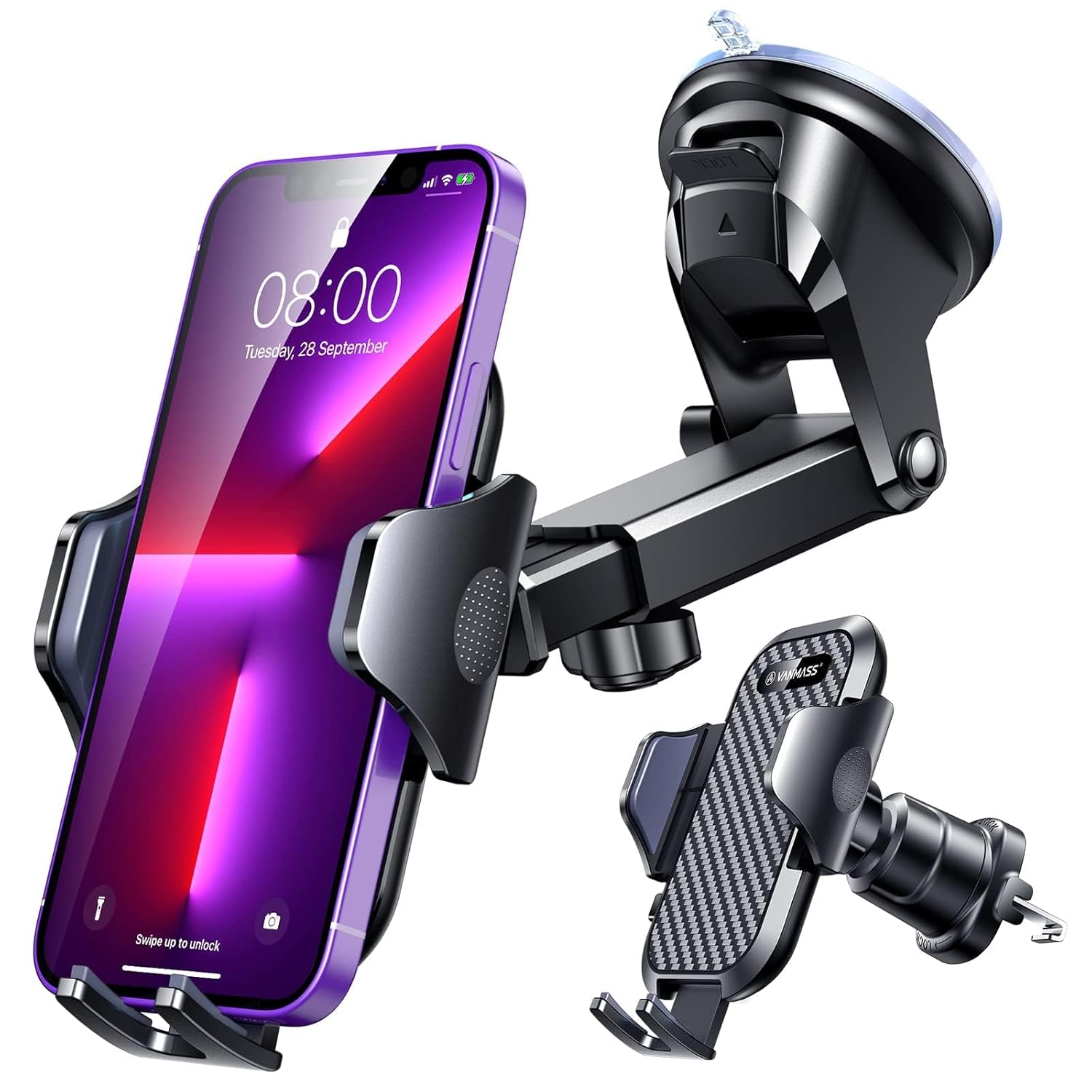 VANMASS 2026【Militär-Klasse】Handyhalterung Auto Upgrade【Stärkste Saugnapf & Lüftungshaken】4 in 1 Handy Halterung Auto 360° Drehbar Handyhalter Auto Armaturenbrett Scheibe Wand...