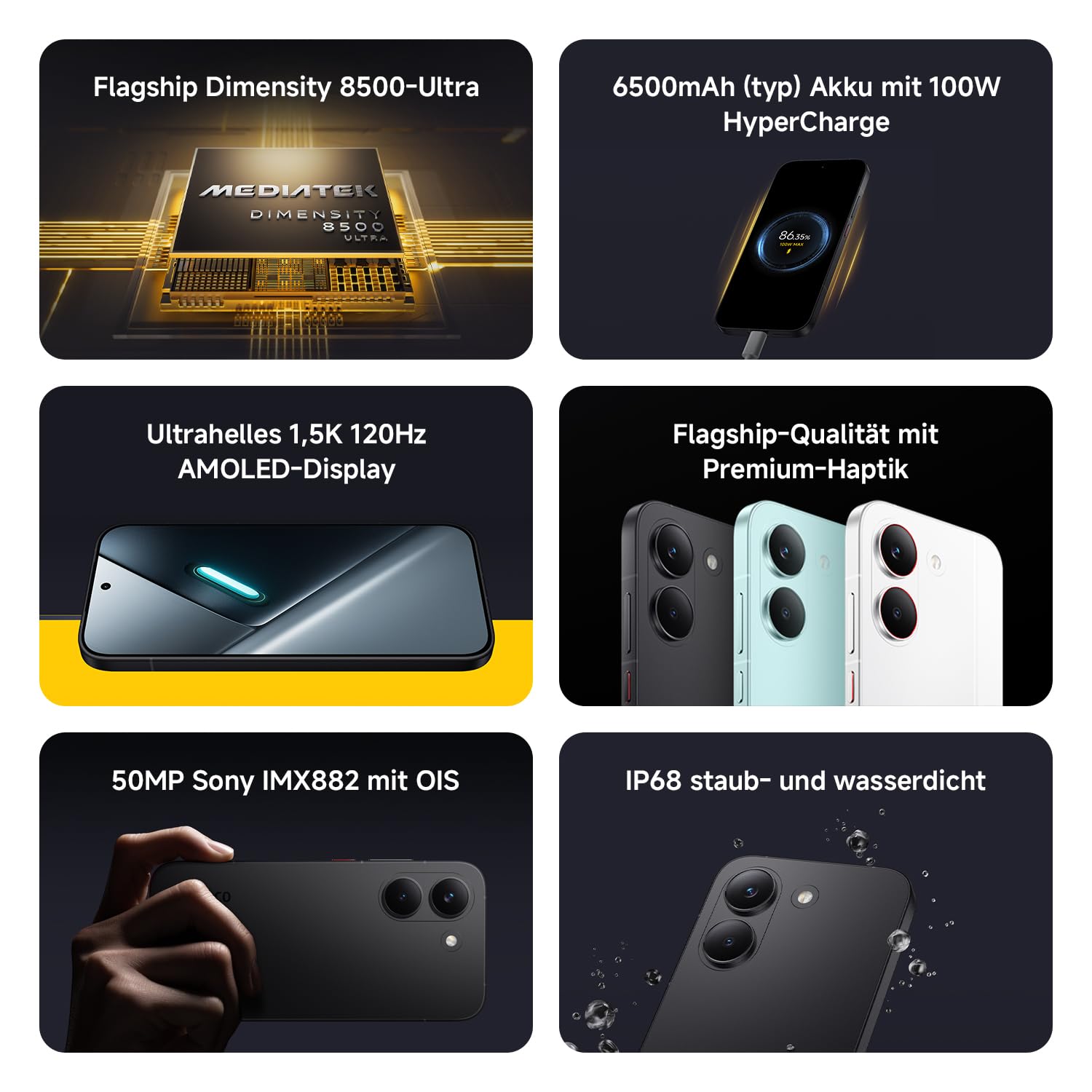 XIAOMI Poco X8 Pro Smartphone 12GB + 512GB, Mobile Phone with Android, Dimensity 8500-Ultra Processor, 6500 mAh Battery, Ultra Bright AMOLED Display, 50MP Sony IMX882 Main...